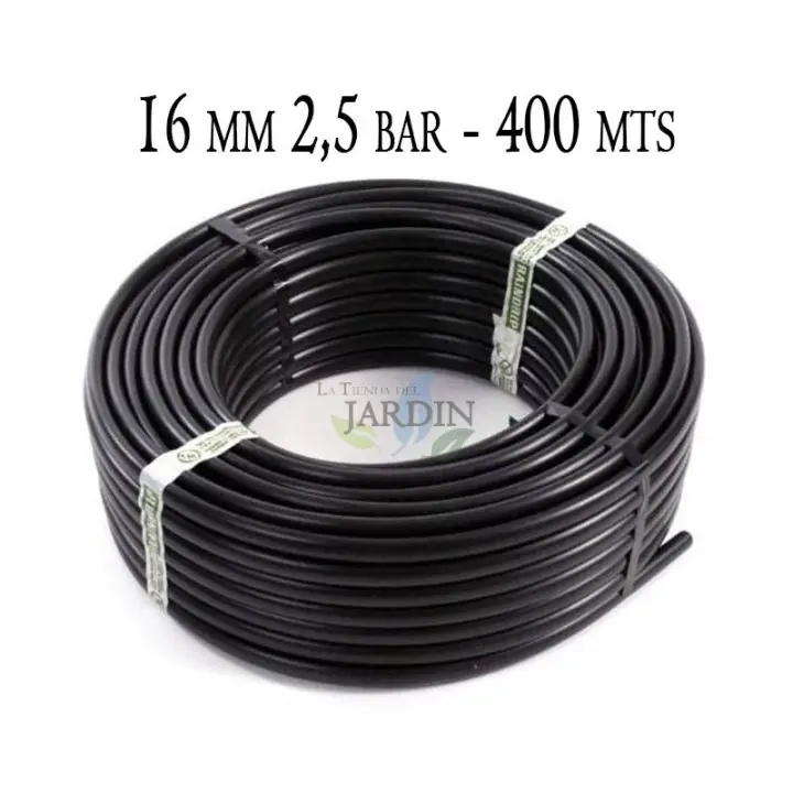 Suinga Tubo de Riego Polietileno Agrícola 16mm 2.5 Bar 400m Negro - 1