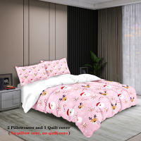 Juego De Cama Navideño 3 Piezas Con Estampado De Santa Rosa Y Rosas En Color Rosa Suave Y Cómodo Conjunto De Edredón Y Almohadas - details 10