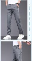 Nuevos Pantalones Para Hombre De Seda Lyocell Suave Estirable Moda Casual Verano Cintura Elástica Slim Trousers Negocios - details 9
