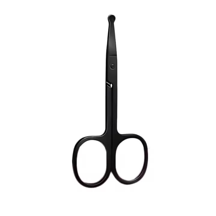 Tijeras De Afeitar Para Pelo De Nariz Y Orejas Redondas Acero Inoxidable Espejo Plateado Negro Tamaño Neutral Unidad - 1