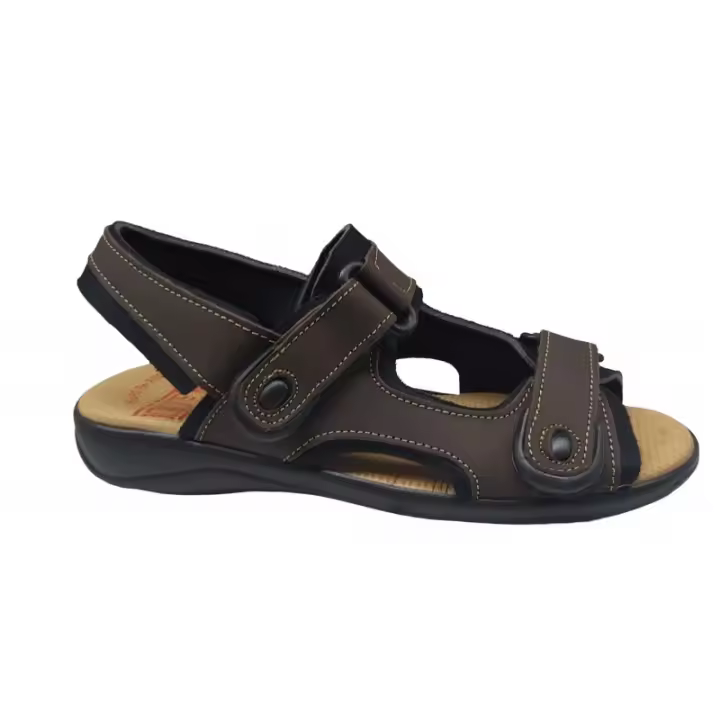 Duendy, Sandalia Velcros Californiana En Piel Para Hombre Referencia: 10 Negro y Marron DUENDY  Sandalia californiana en piel Negro y la planta de piel. Ajustable con dos velcros.  * Suela Ligera y Resistente   * Fabricado en España. - 1