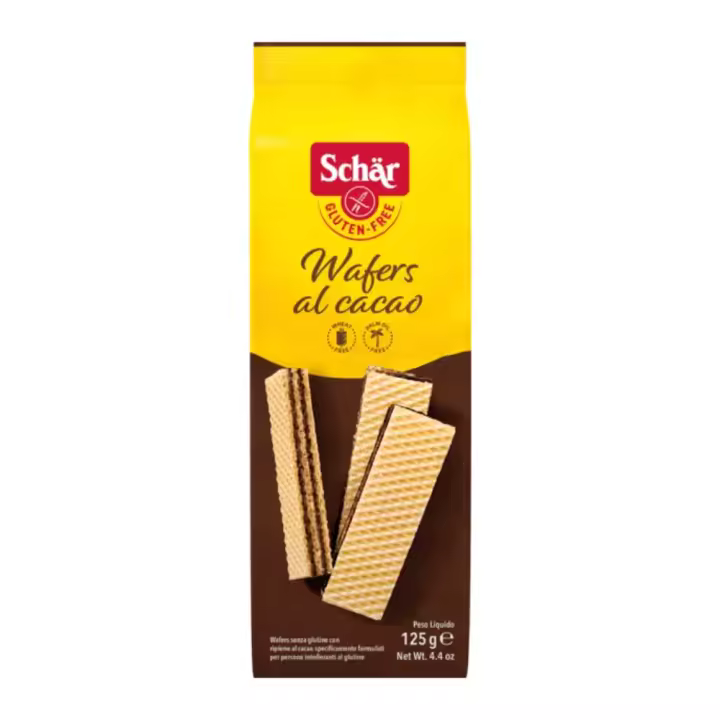 Wafers al Cacao, Sin Gluten, Sin Lactosa y Vegano125g - Schär - 1