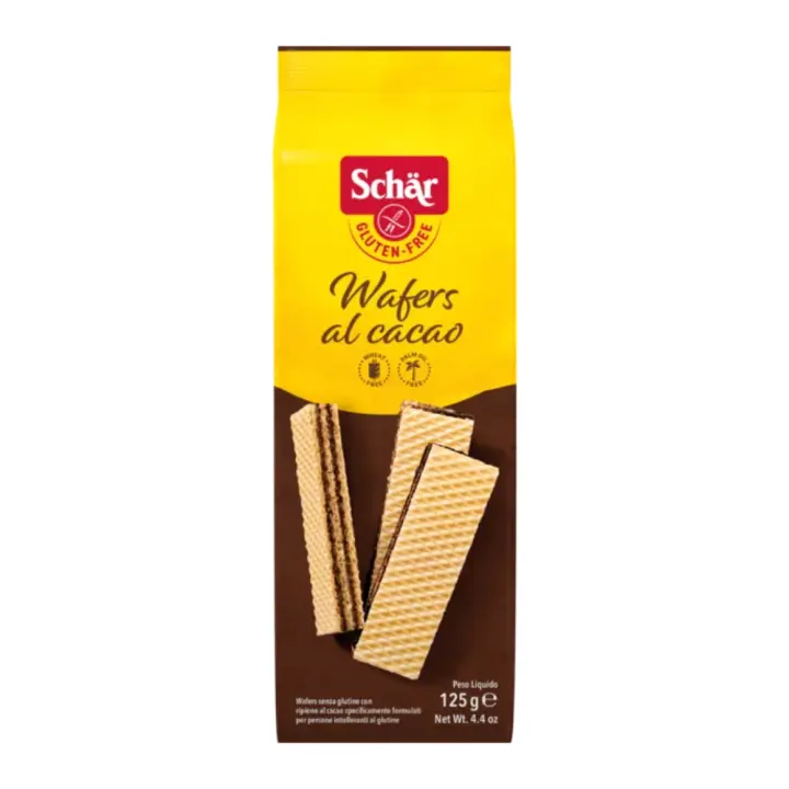 Wafers al Cacao, Sin Gluten, Sin Lactosa y Vegano125g - Schär - 1