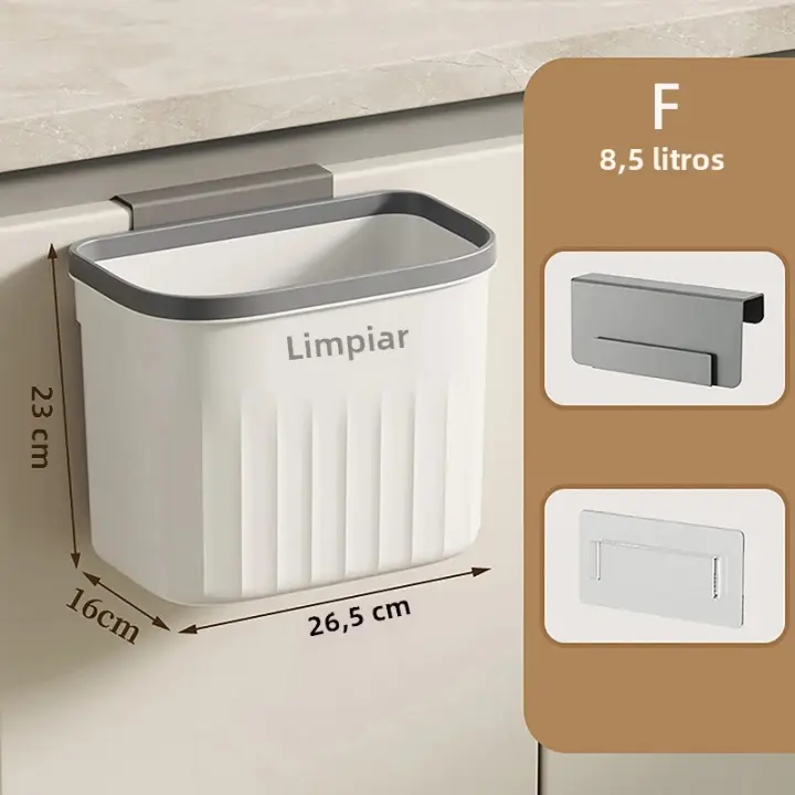 Bandeja De Cocina Pared Montada Con Tapa Cesta De Basura Para Armario Baño Sótano 8.5/12L Recipiente Para Residuos Orgánicos - 1