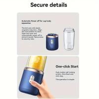 Extractor de Jugo USB Portátil.Recargable · 2 tazas incluidas · 6 cuchillas.Licuado rápido y silencioso · Tapa deportiva.Ideal para viajes, cocina y regalos. - details 8