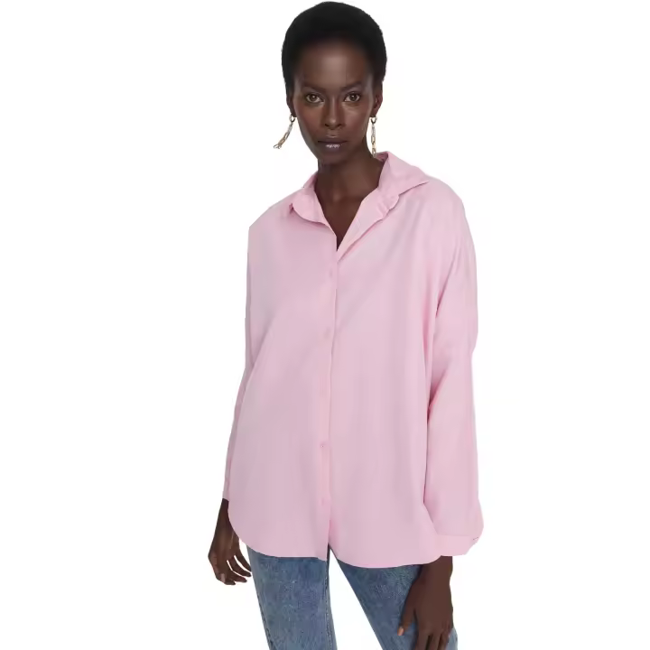 Trendyol Orange Cotton Oversize Wide Fit Woven Shirt Twoss22Go0669 - 1
