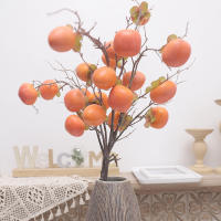 Rama De Frutas Artificiales De Persimón Para Decoración De Hogar Halloween Thanksgiving Y Navidad Falsa Flor De Esponja Para Invierno - details 0