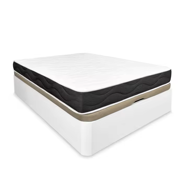 Pack Canapé Abatible reforzado con gran almacenamiento con Colchón Viscoelástico Juno - Alta calidad - Altura colchón 18cm (+-2cm) - [Envío y Montaje Incluido] - Somnia Descanso - Todo Fabricado en España - 1
