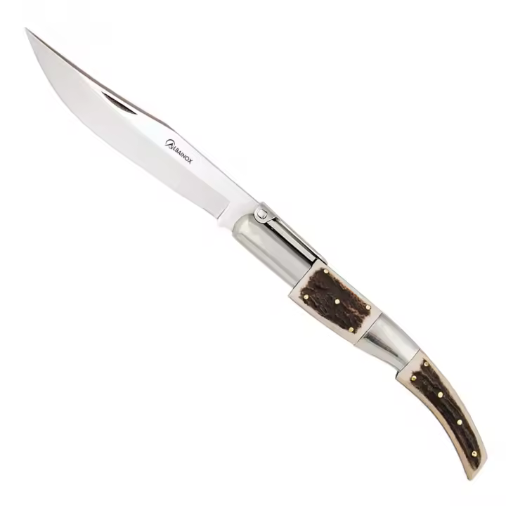 Navaja Albainox - Arabe Carraca, Acero Inoxidable. Hoja de 6,8 cm. Mango de Asta de Ciervo, Campig Caza, 01195 - 1