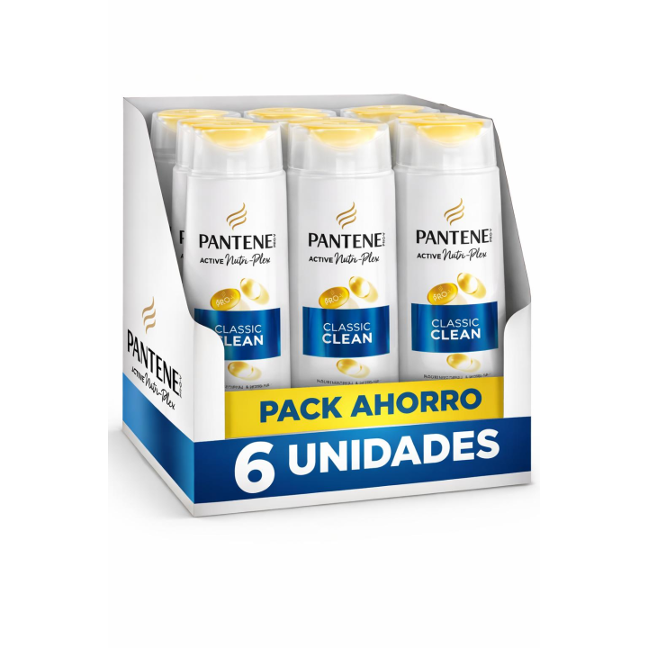 Pantene Pro-V Classic Clean Champú – Pack Ahorro 6 Unidades – Cabello Normal y Mixto