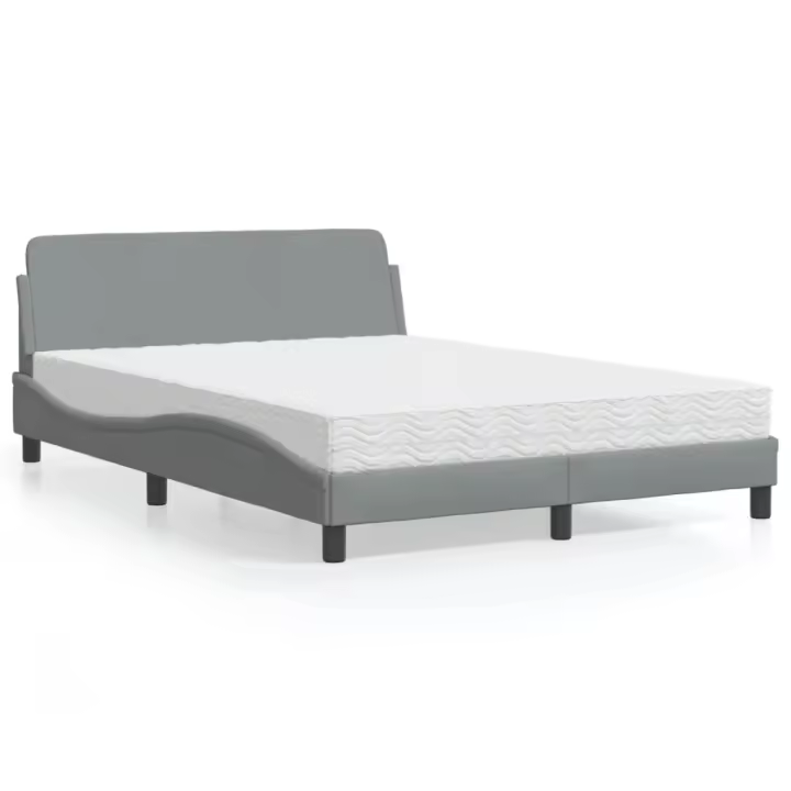 vidaXL Cama con colchón tela gris claro 140x190 cm - 1