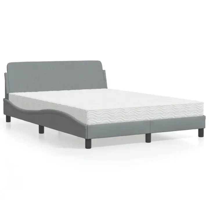 vidaXL Cama con colchón tela gris claro 140x190 cm - 1