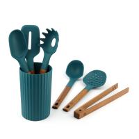 MasterChef MCA-BO Bote con 6 Utensilios de Cocina de Madera y Silicona Azul Pavo - details 0