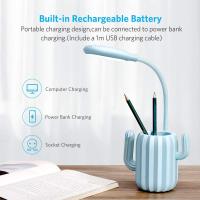 Lámpara de escritorio para niños, lámpara de escritorio VADIV LED táctil regulable lámpara de cabecera Reag lámpara de escritorio recargable titular de la pluma inalámbrica-azul - details 0