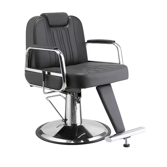Sillón Barbero Hidráulico Reclinable Con Reposapiés Metálico Modelo LBH Tonsur Negro - 1