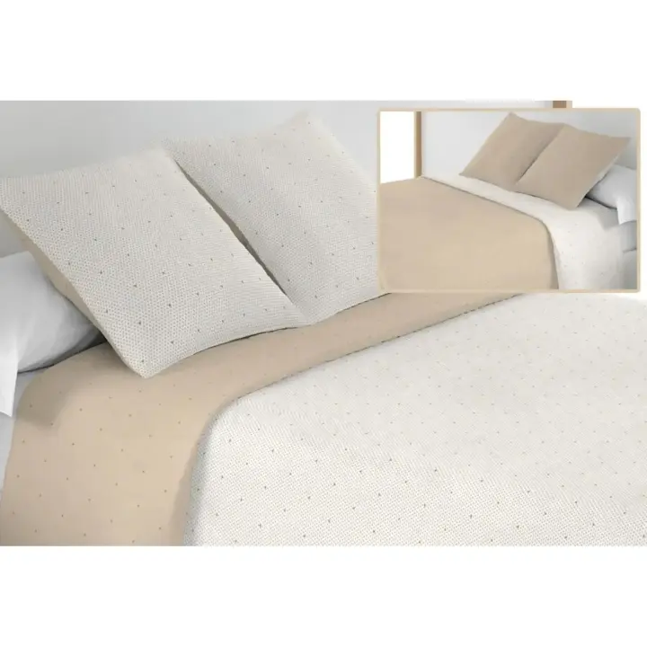 Mommata Colcha Bouti Bordada Reversible Beige Bicolor. - 1