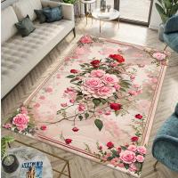 Alfombra De Piso Lavable Máquina Con Estampado Floral Vintage Lujo Antideslizante Para Sala De Estar Dormitorio Oficina Decoración Alfombra Moderna De Poliéster 100% - details 4