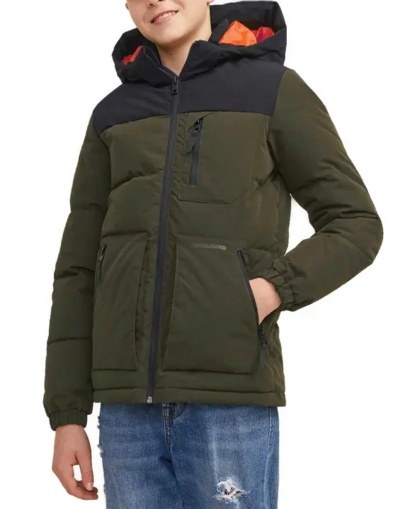 Plumas Jack&Jones Junior Otto verde capucha para niño - 1