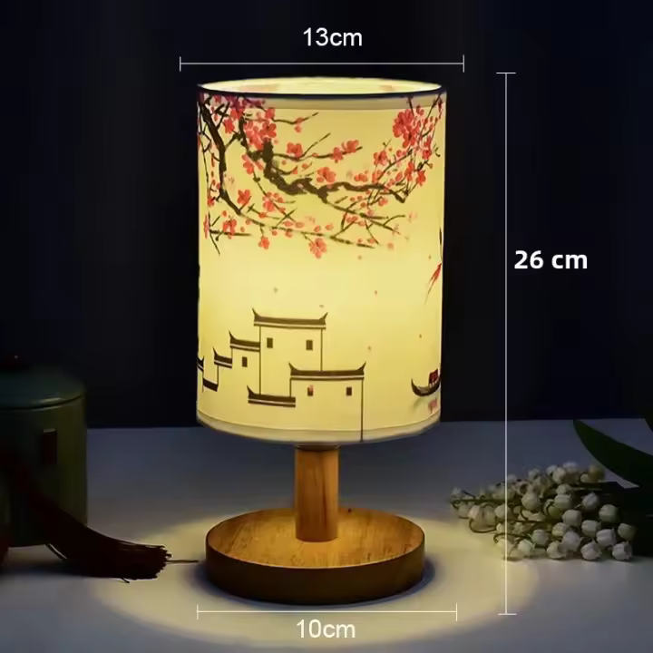 Lámpara De Mesa LED Cuadrada Decorativa De Flor De Cerezo Luz Nocturna Dimmerable Estilo Chino Sencilla Para Dormitorio Lámpara De Borde - 1
