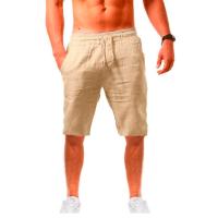 Shorts De Lino Y Algodón Para Hombre Summe Pantalones Transpirables De Color Sólido Fitness Streetwear Talla 3XL - details 7