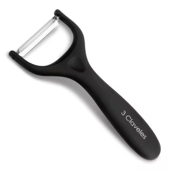 3 Claveles - Pelador de Patatas en Forma Y 15 cm en Acero Inoxidable Mango Soft. Negro - 1