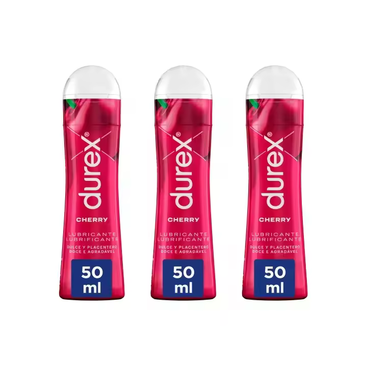 Durex Lubricante Cherry Sabor y Aroma Cereza de Base Agua - 3x50ml lubricante apto para sexo vaginal, anal y oral - 1