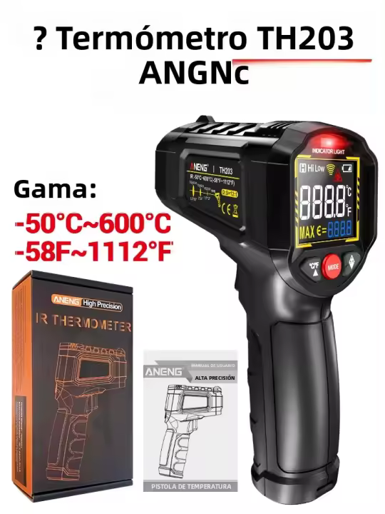 ANENG Termómetro Infrarrojo Industrial TH203 Medidor De Temperatura Con Láser De Posicionamiento Multipozo -50 ~ 600℃ Herramienta De Pyrometro - 1