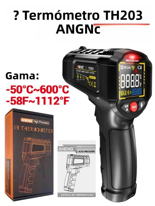 ANENG Termómetro Infrarrojo Industrial TH203 Medidor De Temperatura Con Láser De Posicionamiento Multipozo -50 ~ 600℃ Herramienta De Pyrometro - 1