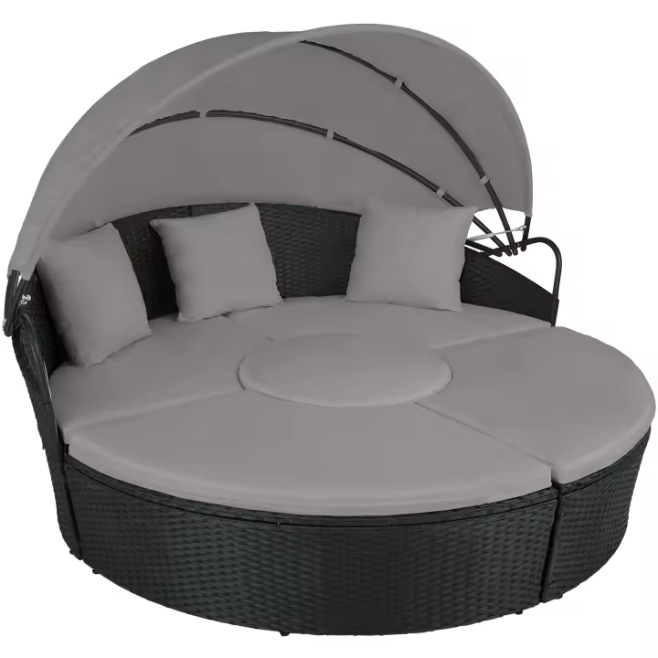 TECTAKE - Isla de ratán SANTORINI, Trenzado de poliratán de gran calidad y con protección UV, Estructura resistente y estable de acero, Combinable y versátil, con pinzas de unión - 1
