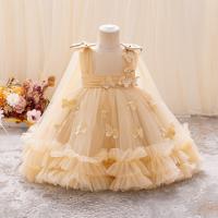 Vestido De Princesa Para Niñas Sin Mangas Vestido De Boda De Malla Con Mariposa Tridimensional Vestido De Cumpleaños De Fiesta De Noche Para Bebés De 1-5 Años - details 5