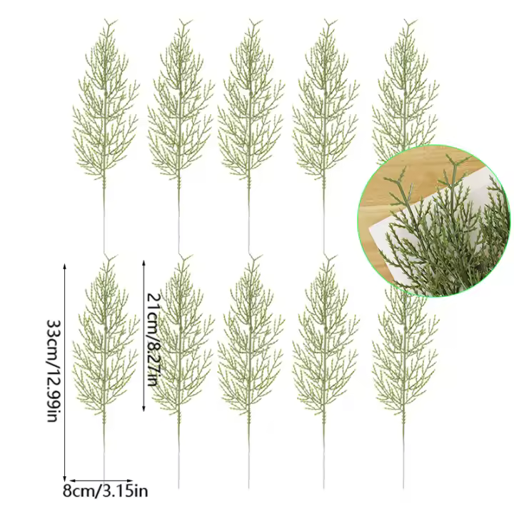 10Pcs Ramas De Pino Navideñas Artificiales Verdes Con Nieve Para Decoración De Navidad Árboles De Navidad Correas De Navidad Regalos De Año Nuevo Plantas Falsas Para Bodas Y Hogar - 1