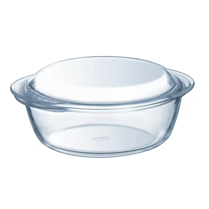 Pyrex Cacerola Redonda Vidrio 1,4L con Tapa - Resistente a Rayaduras - 1
