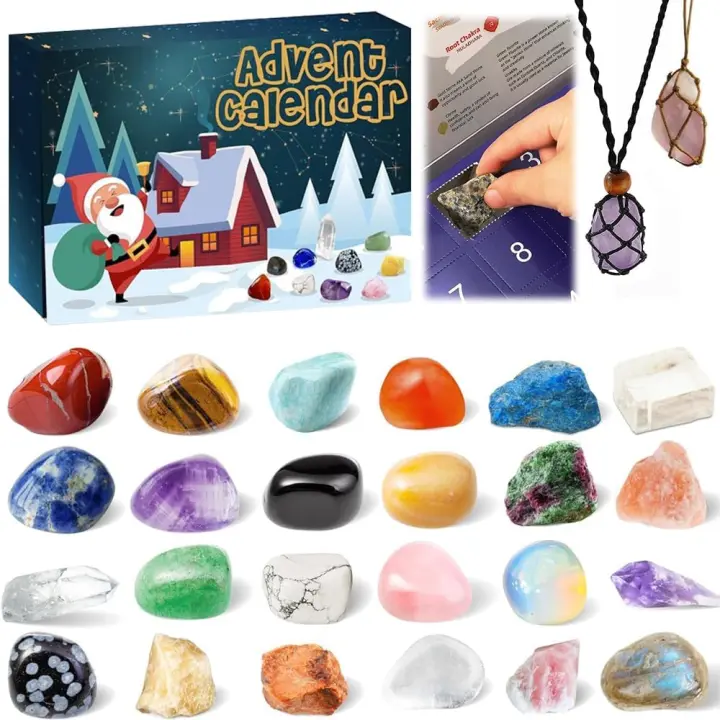 Calendario Adviento Navidad 2025, 24 Advent Calendar Minerales y Piedras, Calendario Adviento Minerales de 24 Días, Calendario de Adviento, Navidad Regalo para Niños y Niñas - 1