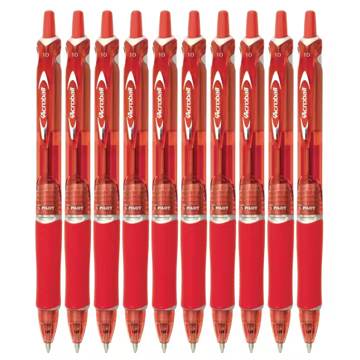 Pilot Bolígrafo Acroball BeGreen Retráctil Punta Bola 1mm Tinta Base de Aceite Rojo (Pack de 10) - 1