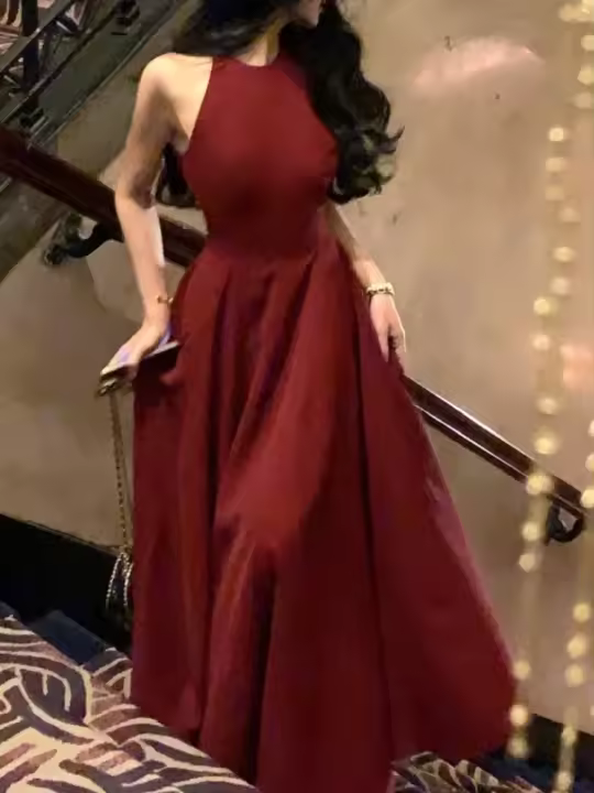 Vestido Midi Elegante Y Casual Para Mujer Vestido De Fiesta Sin Mangas A-Line Sólido Chic Para Cumpleaños Y Promoto Ropa Femenina Vestidos De Mujer - 1