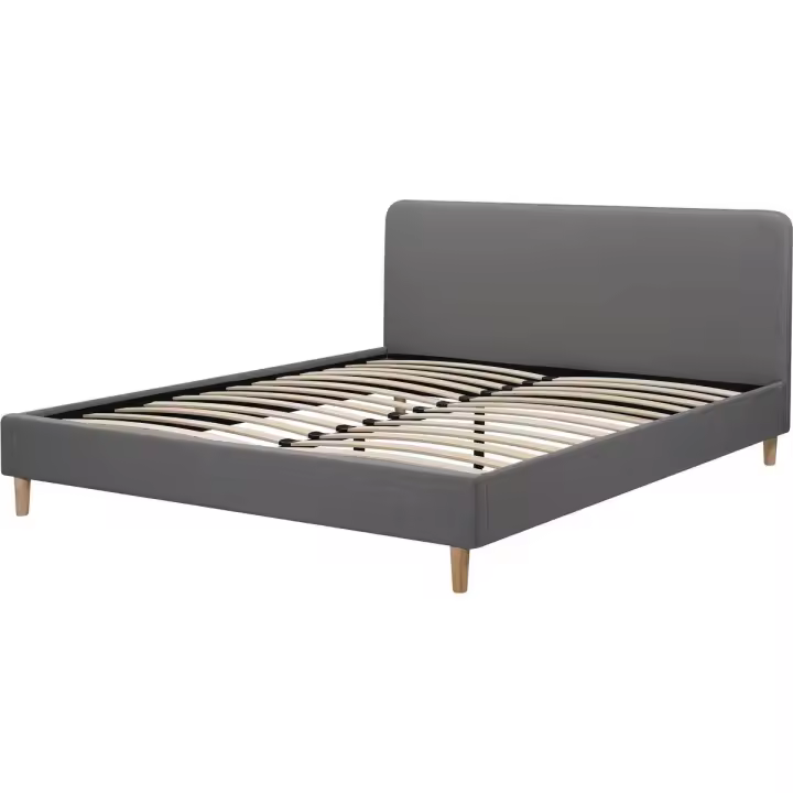 Habitat y Jardin - Cama doble de tela "Louise" - 140 x 190 cm - Gris - 1