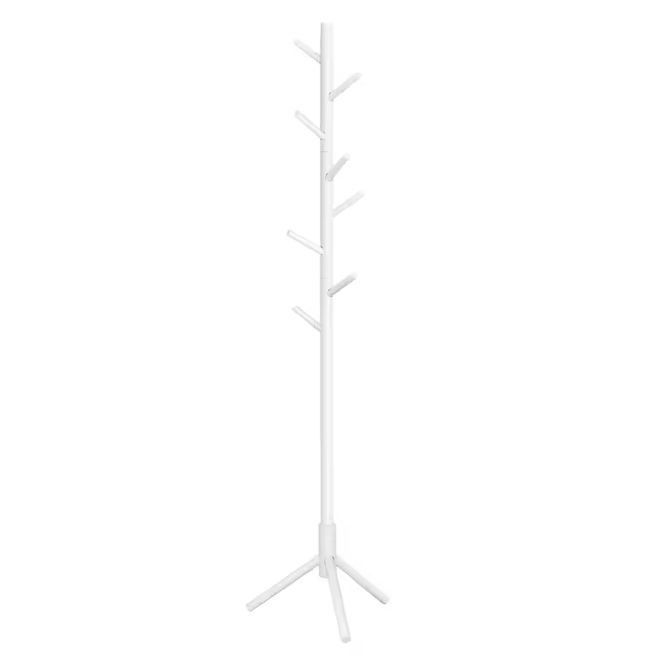 VASAGLE Perchero de Pie, Perchero de Madera Maciza, Perchero en Forma de Árbol, 8 Ganchos, 3 Alturas Ajustables, para Ropa, Sombrero y Bolso, para Salón, Dormitorio y Oficina, Blanco/Gris/Negro - 1