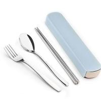 Juego De Utensilios De Acero Inoxidable 4 Piezas Cuchillo Tenedor Cuchara Y Palillos Con Estuche De Almacenamiento Para Camping Viajes Y Viajes - details 1