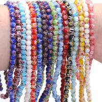 63pcs 6mm Murano Lampwork Perlas Redondas De Vidrio Pintado Con Flores Para Fabricación De Joyas Pulseras Collares Accesorios - details 3