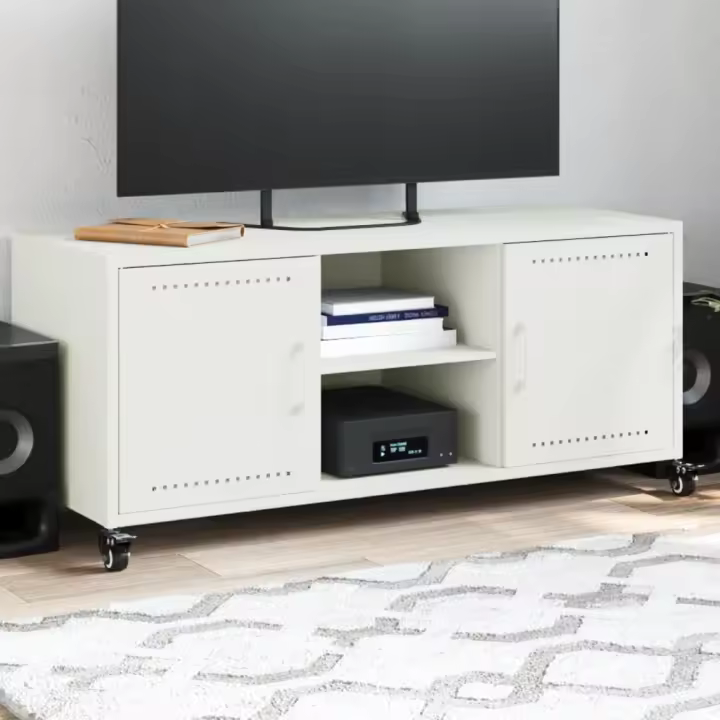 vidaXL Mueble para TV acero laminado en frío blanco 100,5x39x43,5 cm - 1