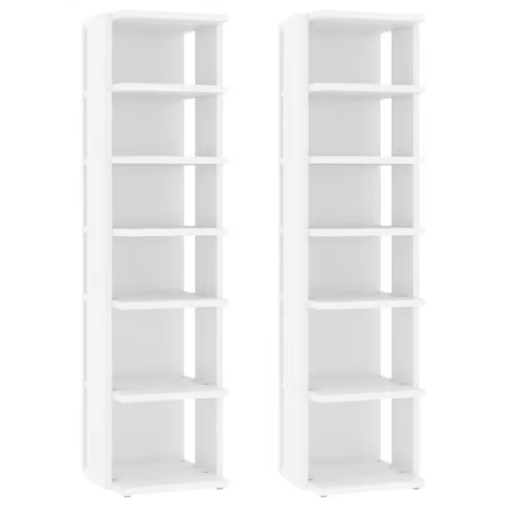Muebles Zapateros 2 UDS contrachapada Blanco 27,5x27x102 cm - 1