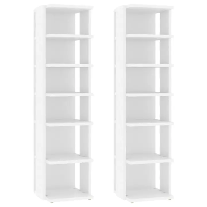 Muebles Zapateros 2 UDS contrachapada Blanco 27,5x27x102 cm - 1