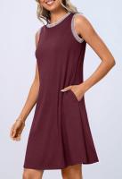 Vestido Mini Casual Sin Mangas Para Mujer Verano 2025 Estilo Suelto Cuello Redondo Decoración Sencilla Fibra Sintética - details 13