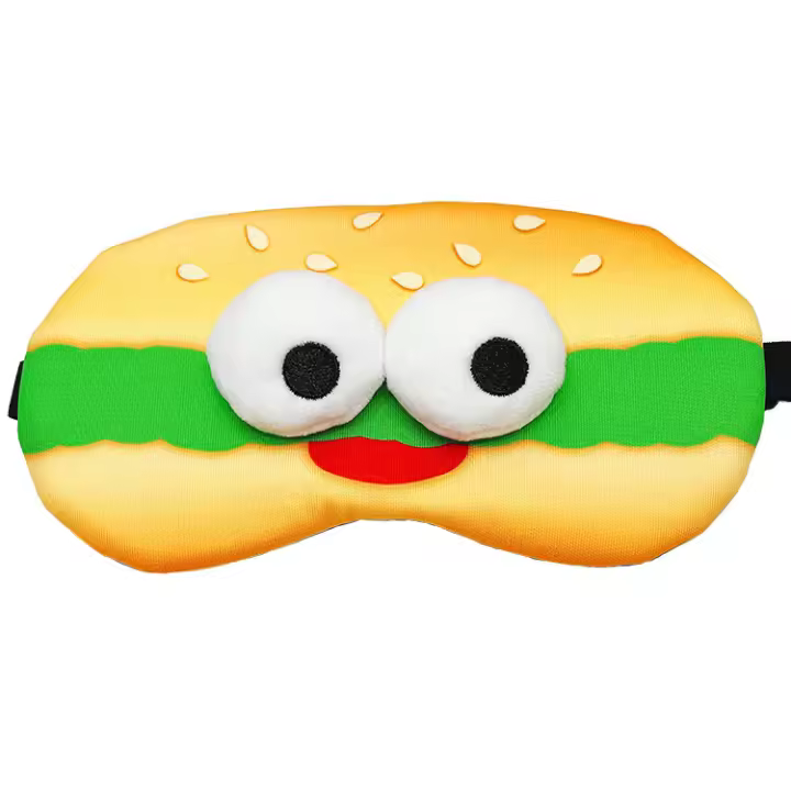 Funny Food Eye Mask Cute Fast Food Sleeping Mask 3D Plush Eye Masks Hamburger Hot Dog Milk Tea Fluffy Eyeshade with 3D Doll Eyes for Women Men Travel Nap Night Sleep - 1