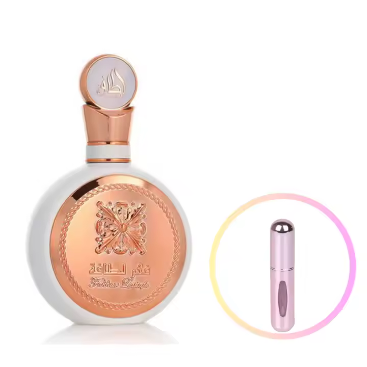 Perfume FAKHAR PRIDE ROSE Lattafa 100ml +ATOMIZADOR 5ml Recargable GRATIS! Para Mujer Perfume Árabe Original De Dubai Emiratos Árabes, oriental - 1