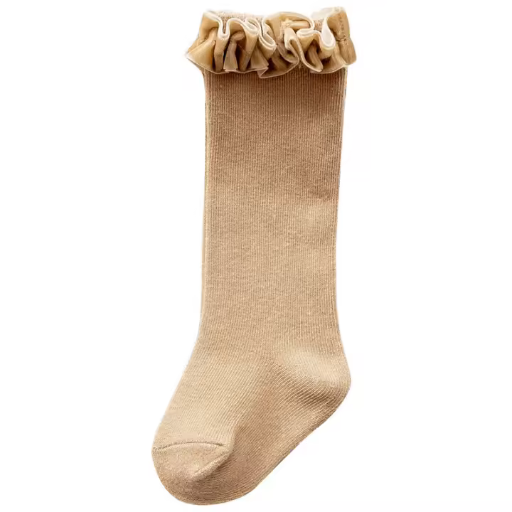 Calcetines De Encaje Para Bebés Y Niñas Infantiles Algodón Suave De Color Sólido Con Flor Adecuados Para Navidad Talla Grande Para 0-3 Años - 1