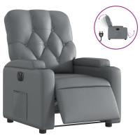 vidaXL Sillón reclinable eléctrico de cuero sintético Negro, Gris, Sillon Dormitorio Sillon Comodos Silla Relax Sillón Sofá - details 0