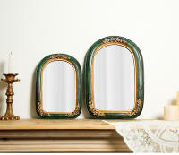 Espejo De Maquillaje Vintage De Lujo Europeo Con Diseño Embossado En Resina Verde Para Decoración Y Fotografía Propiedad De Resina Carved - details 3