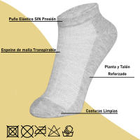 Geshop - 12 Pares Calcetines Tobilleros Hombre - Calcetines Tobilleros Mujer - Calcetines Hombre Cortos - Calcetines Mujer Cortos - Calcetines Tobilleros Algodón – Calcetines Transpirables Hombre y Mujer. - details 1