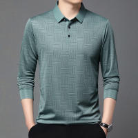 Camisa Polo Para Hombre De Color Sólido Casual Manga Larga Transpirable Cómoda Versátil Top Moda Negocios - details 9